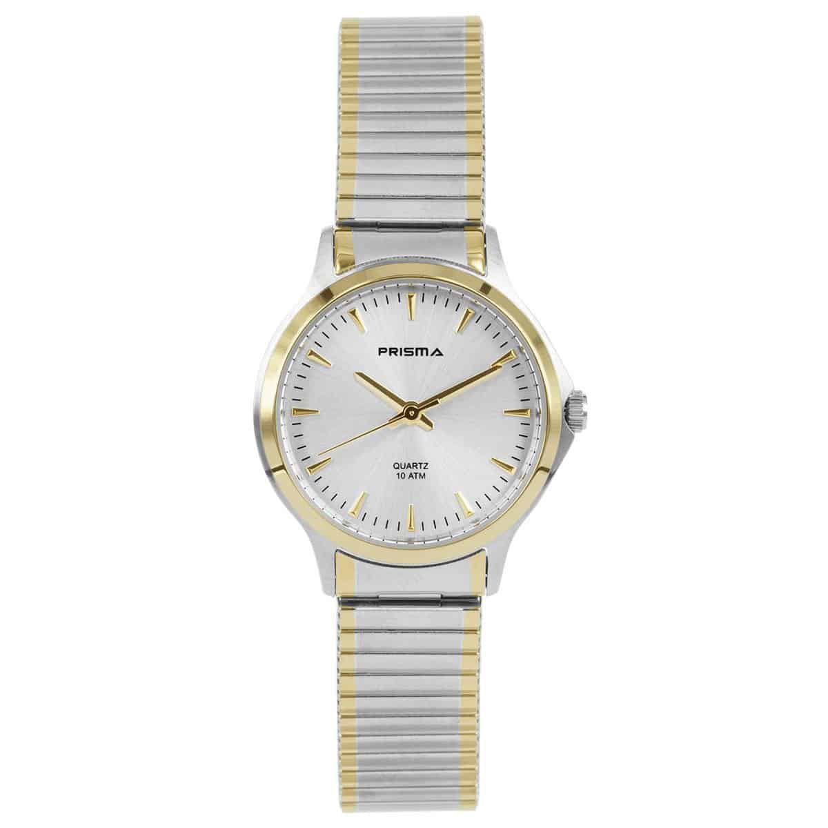 Prisma dames bicolor rekband horloge stainless steel. 
- Kast maat: 29 mm
- Uurwerk type: Miyota 2035 
- Kast materiaal: Edelstaal 
- Kast coating: verguld IPG
- Kast kleur: bicolor
- Kast dikte: 8 mm
- Horlogeband; Edelstaal rekband
- Maataansluiting horlogeband; 14mm
- Mineraal glas
- Waterdicht: 10 ATM
- Licht functie: -
EAN; 8716667165373

code: caty