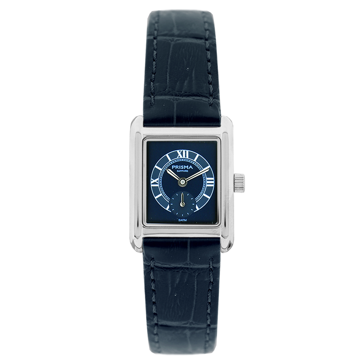 Prisma horloge P2615 Amazone lederenblauwe band en saffier glas

Algemeen
Geslacht: dames
Model: P2615

Voordelen
- Zeer confortabele echte lederen band 
- blauwe wijzerplaat witte index en romeinse cijfers en aparte sekonde wijzer
- Zwitsers quarts uurwerk
- glas is krasvast
- spat waterdicht: handenwassen, regen
- maat kast 21.5 / 29mm (breedte) 6.3mm (dikte)

