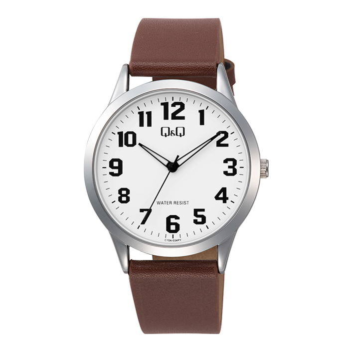 Omschrijving Q&Q  horloge.
- Kastkleur: zilverkleurig
- Kast maat: 40 mm
- Kast dikte: 8.3 mm
- Kast materiaal: Zinc alloy
- Uurwerk type: Miyota 2035
- Glas type: Mineraal
- Waterdicht: 3 ATM
- Horlogeband: PU bruin Leder met gesp
- Maataansluiting band: 14 mm
- Wijzerplaat: witkleurig met cijfers aanduidingen
- Licht functie: Nee
EAN: 4966006885705
