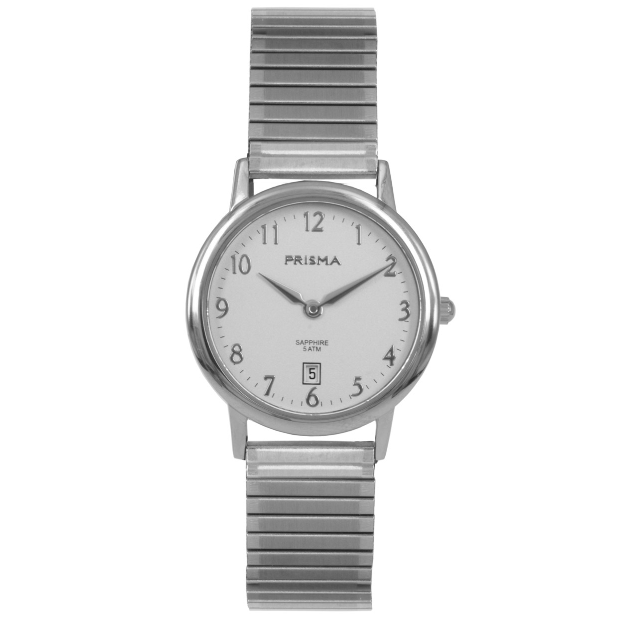 Prisma horloge 2116 dames edelstaal saffierglas 5 ATM 

Algemeen
Geslacht: dames
Model: P.2116

Voordelen
- band edelstaal zilver
- wijzerplaat wit met zilvere cijfers (arabisch)
- glas is zeer krasvast
- datum
- duidelijke tijdsweergave- spat waterdicht: handenwassen, regen
- quartz
- maat kast 28mm (breedte) 6,4mm (dikte)

