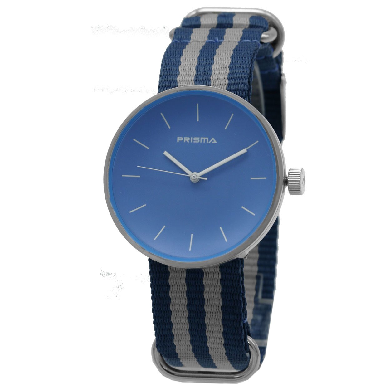 P.1244.25WG
Kast Breedte: 42mm
Kast dikte: 9mm
Kast materiaal: All Stainless
Uurwerk: Miyota
Waterdichtheid: 3bar
Horlogeband: Blauw met grijze nylon nato band met gespsluiting
Maat aansluiting band: 20mm
Wijzerplaat : Licht blauw met witteaanduiding
Licht functie: -
