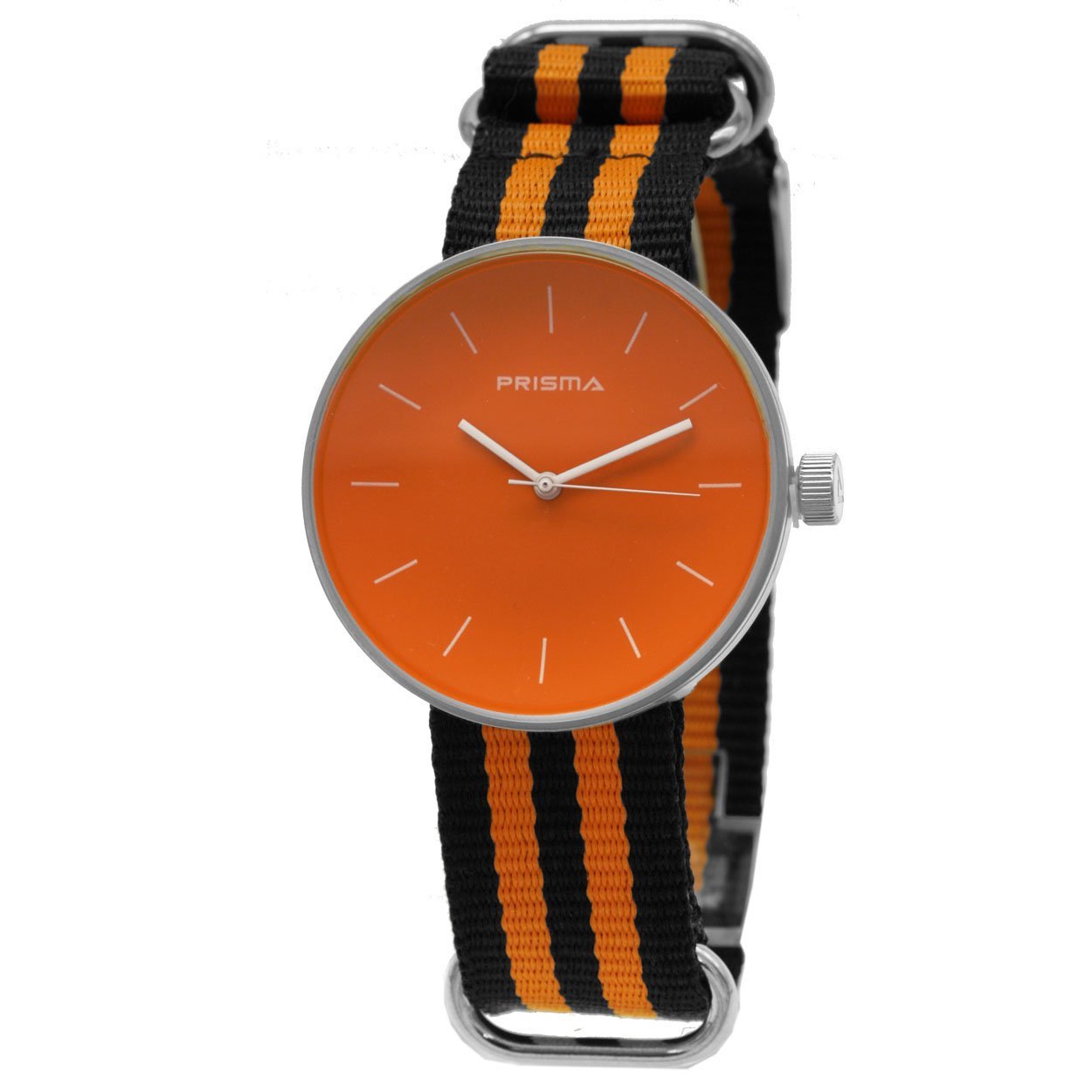 P.1243.23WG
Kast Breedte: 42mm
Kast dikte: 9mm
Kast materiaal: All Stainless
Uurwerk: Miyota
Waterdichtheid: 3bar
Horlogeband: Zwart met oranje nylon nato band met gespsluiting
Maat aansluiting band: 20mm
Wijzerplaat : Oranje met witte aanduiding
Licht functie: -