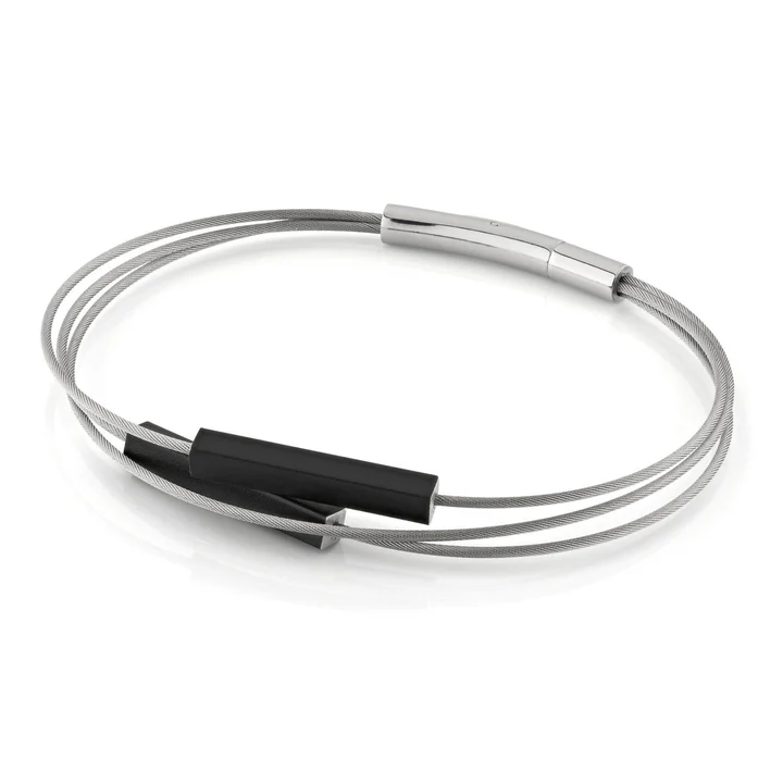 Edelstaal met Alu armband met zwarte alu staafjes