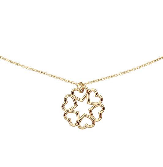 Gouden anker collier met losse hanger met hartjes. 42-45 cm