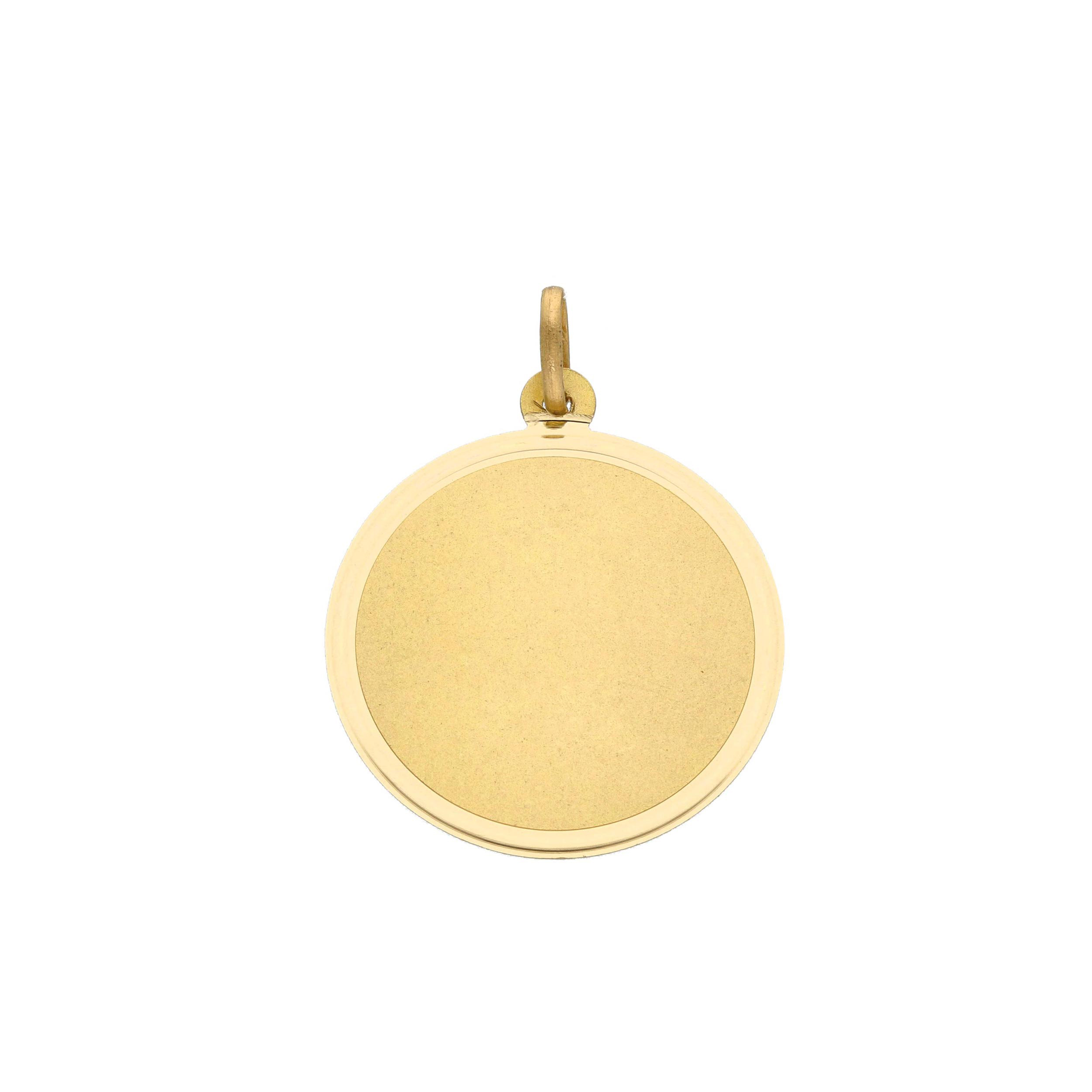 geelgouden hanger in 18kt goud
gravure van 1 of 2 letters gratis
gravure van logo, figuur, vingerafdruk, horoscoop, enz...
