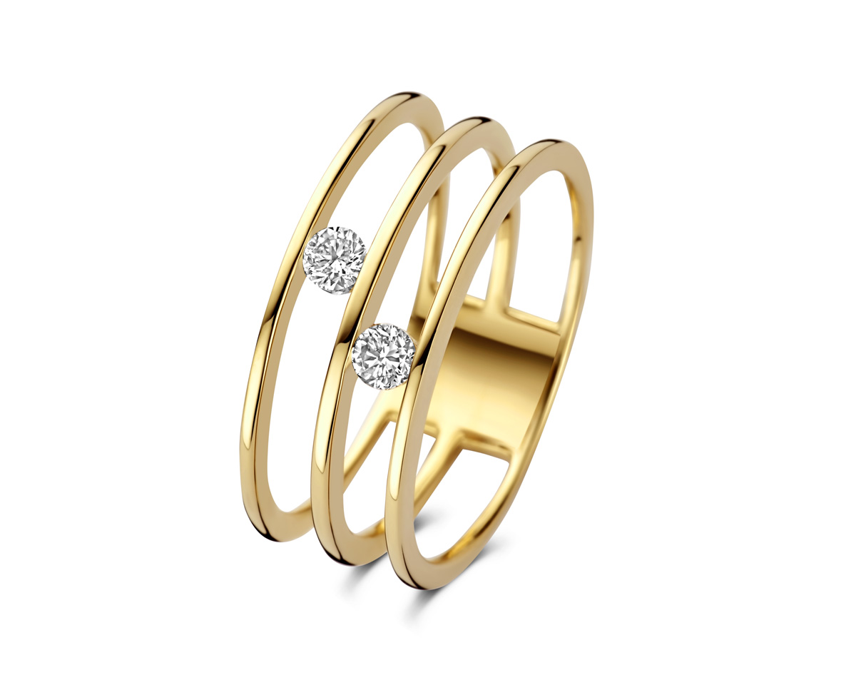 Prachtige ring van Davice, gemaakt in 18kt geel goud en bezet met loepzuivere D-color diamanten. Deze ring heeft 0.16ct perfecte diamant gezet.
