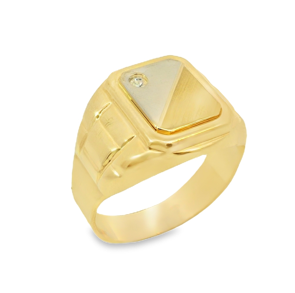 Deze ring van Louis Bros is vervaardigd uit 14 karaat bicolor (7.74 gr.)
Deze prachtige zegelring voor heren is gemaakt van 14 karaat bicolor goud en is bezet met sprankelende zirkonia stenen. De ring heeft een elegante uitstraling en kan zowel casual als bij speciale gelegenheden gedragen worden. Combineer hem met andere gouden sieraden voor een complete look. Een tijdloos en stijlvol accessoire voor iedere man.
De ring is verkrijgbaar in meerdere afmetingen.