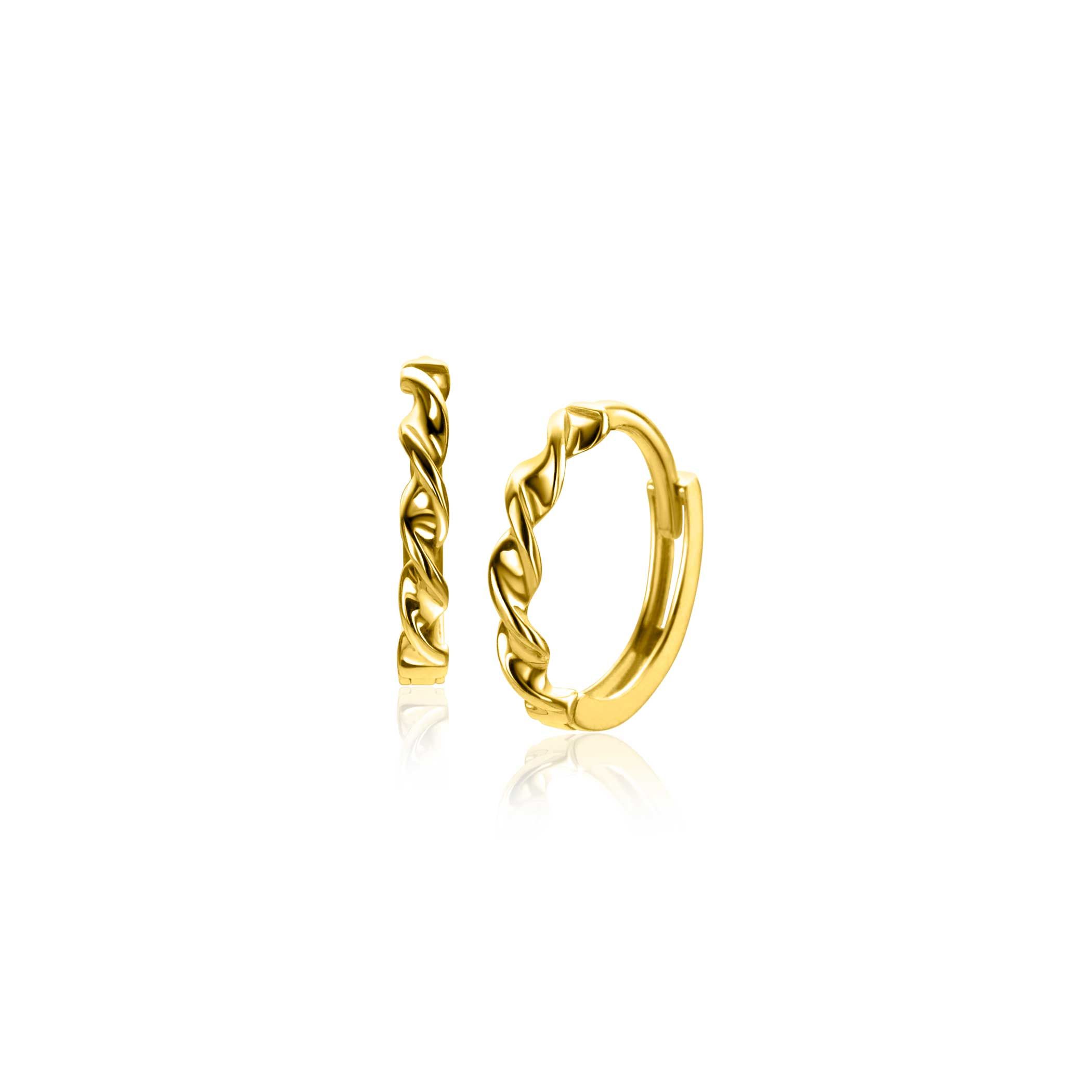 ZINZI Gold 14 karaat gouden oorringen met gedraaide buis en luxe scharniersluiting. Grootte 13mm met een 2mm brede buis. Vervaardigd van geheel 14 krt goud (585).
