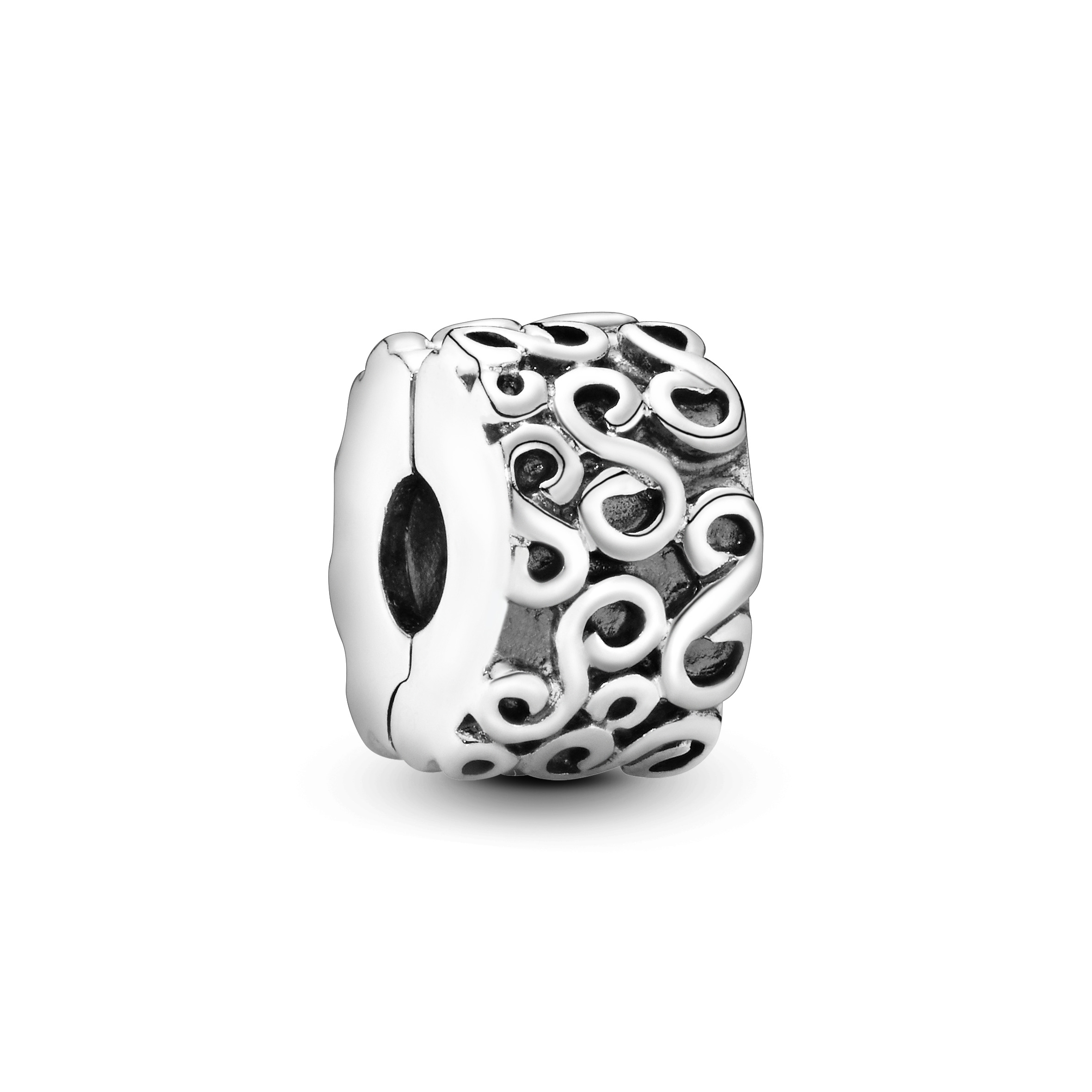 Pandora - clip met krulmotief, zilver - 790338