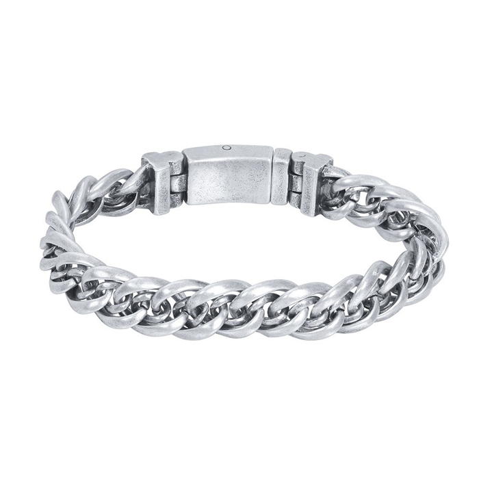 De iXXXi Men armband Colombia is gemaakt van stainless steel in de kleur antiek zilver. De bracelet is voorzien van twee verschillende ronde schakels die in elkaar gevlochten zitten. Zo zie je een grote schakel, met daarin een kleinere schakel die mooi in elkaar overlopen. Bracelet Colombia is voorzien van een langwerpige stalen sluiting, die perfect past bij het design van de gehele armband. De iXXXi heren armband Colombia is verkrijgbaar in de maten 19, 20, 21 en 22. Mix en match met verschillende armbanden uit de iXXXi Men collectie en maak zo jouw look compleet!

Gemaakt van duurzaam stainless steel.
Verkleurt niet en geeft niet af op de huid.
Nikkel vrij
Hypo-allergeen