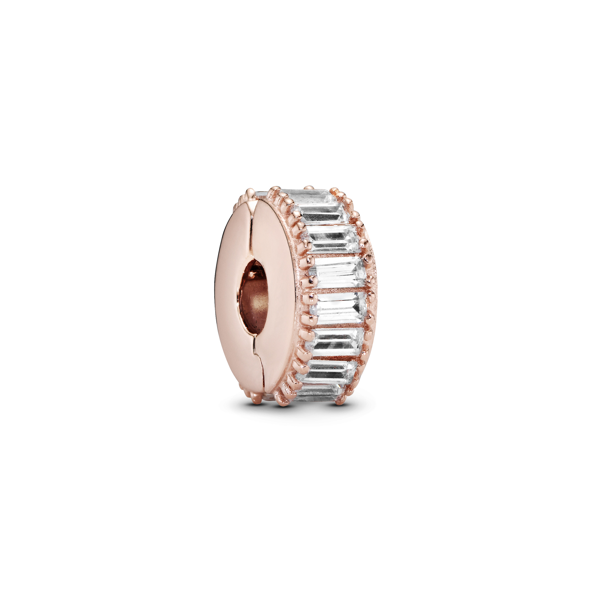 Pandora - Roségoudkleurige clip met baguette geslepen zirconia's - 787559CZ