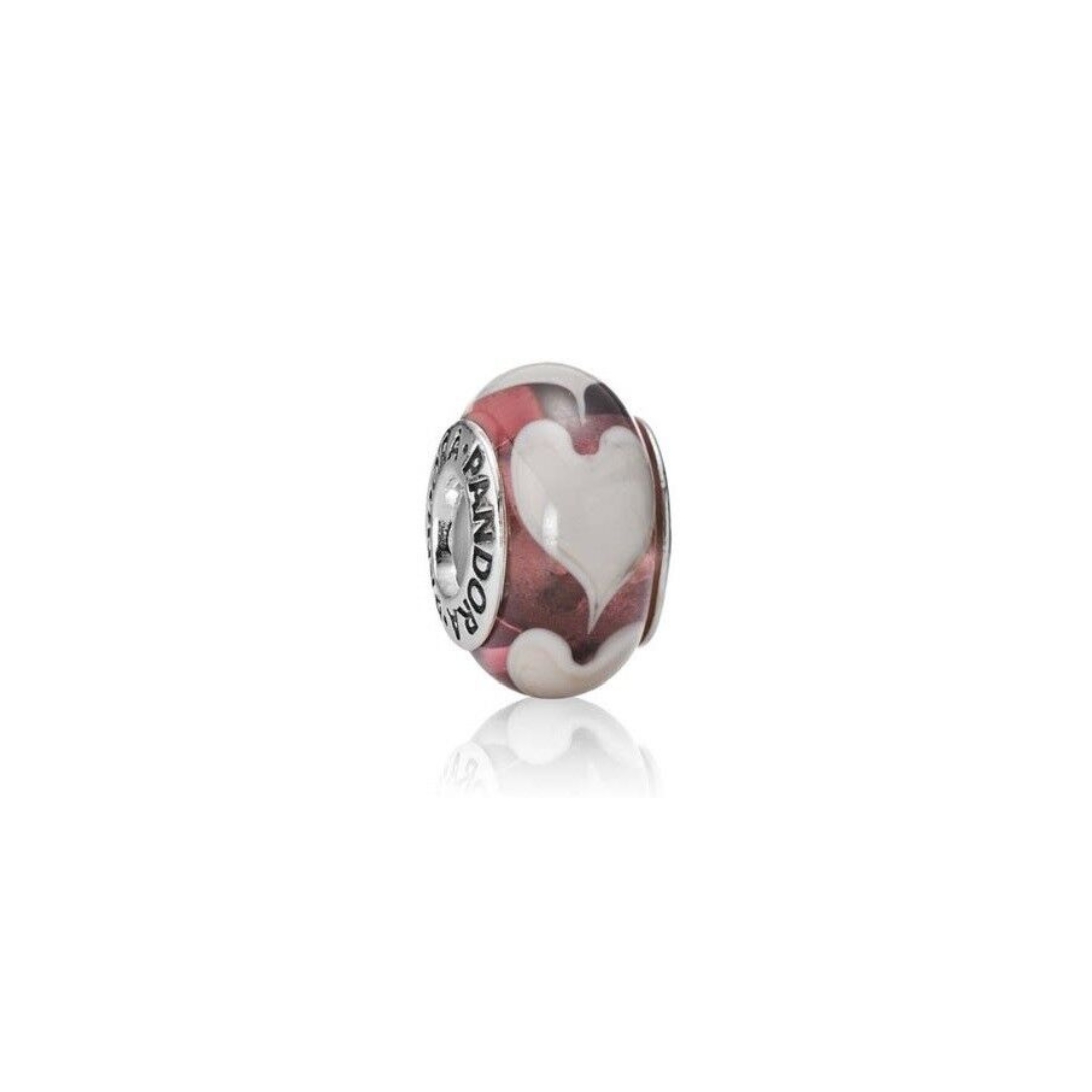 Pandora - bordeaux/ grijs hartjes - 790659