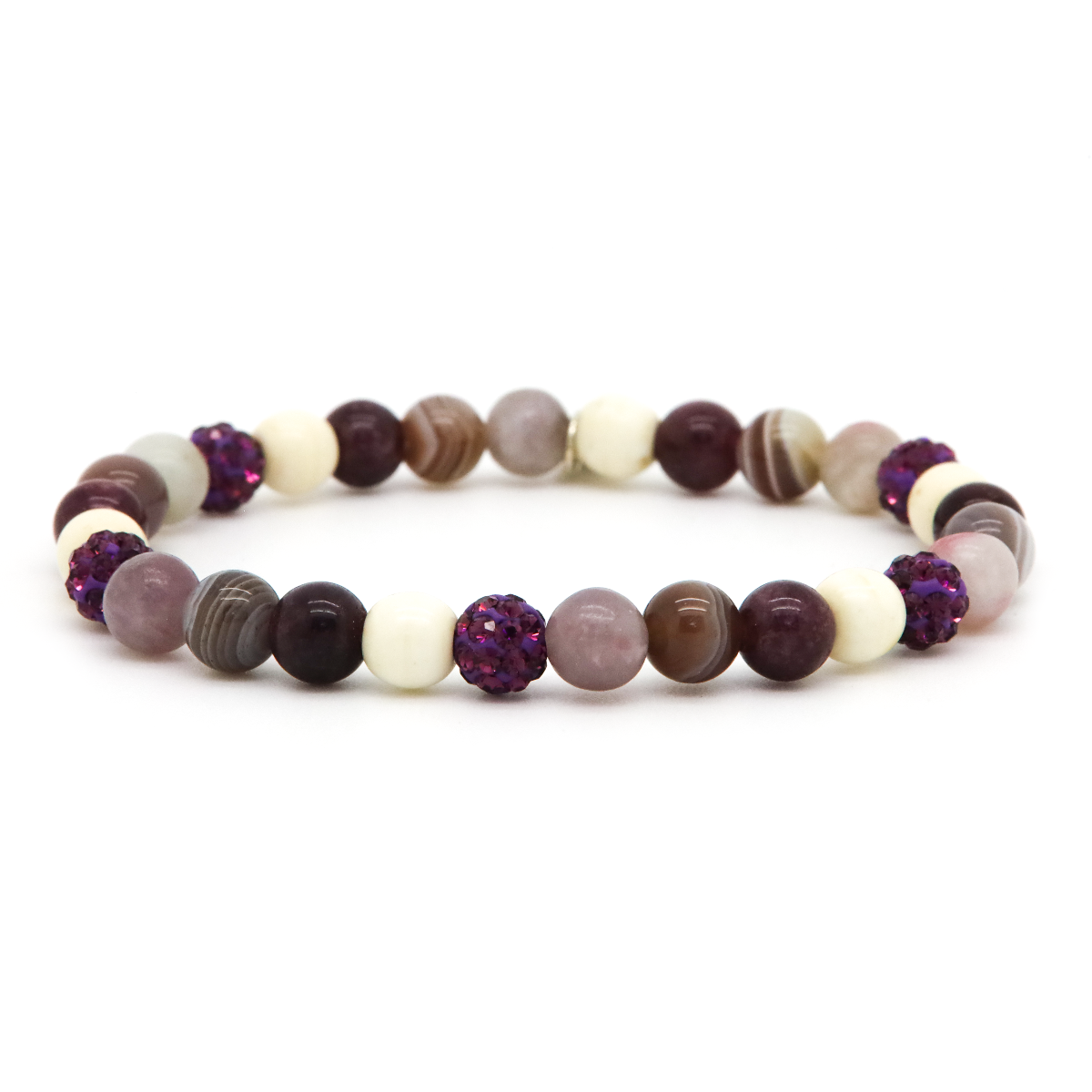 Karma armband, Spiral Evelyn XS Elastic (purple crystal)