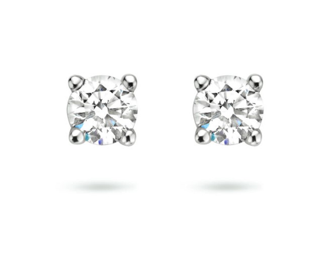 14 Karaat wit gouden solitair oorstekers met totaal 0.16 crt briljant G/VSI.