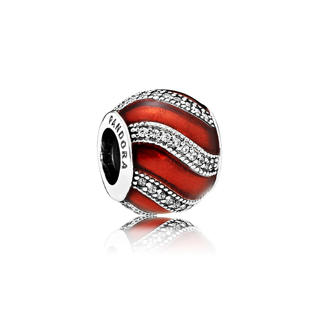 Pandora - Kerstbal met rood emaille - 791991EN07