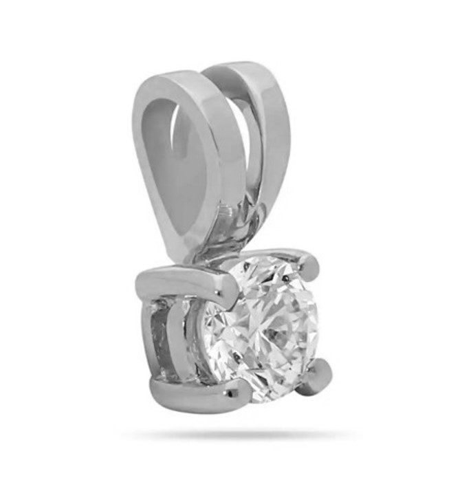 14 Karaat wit gouden solitair hanger met 0.16 crt briljant G/VSI.