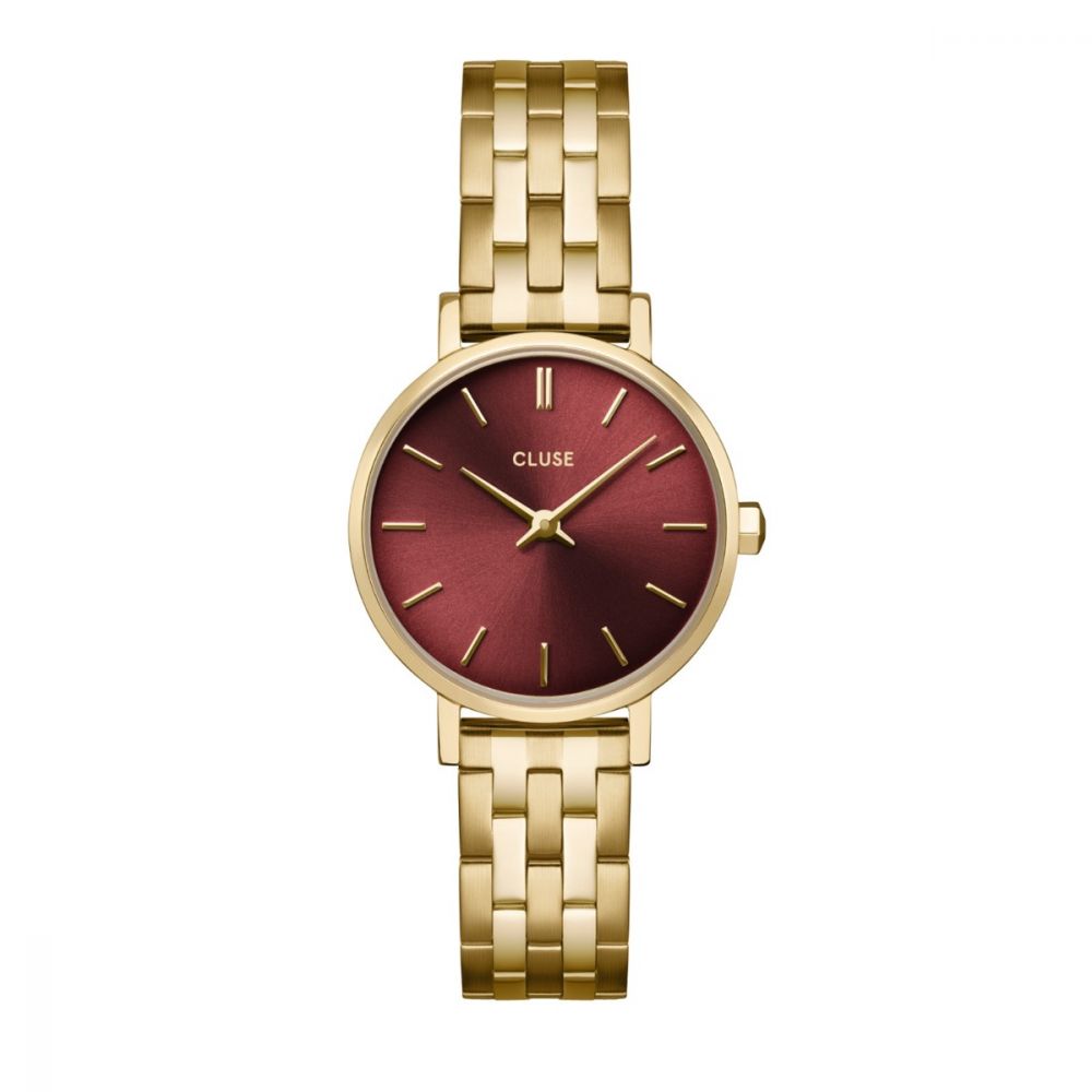 petit horloge met mooie warm rode achterplaat 