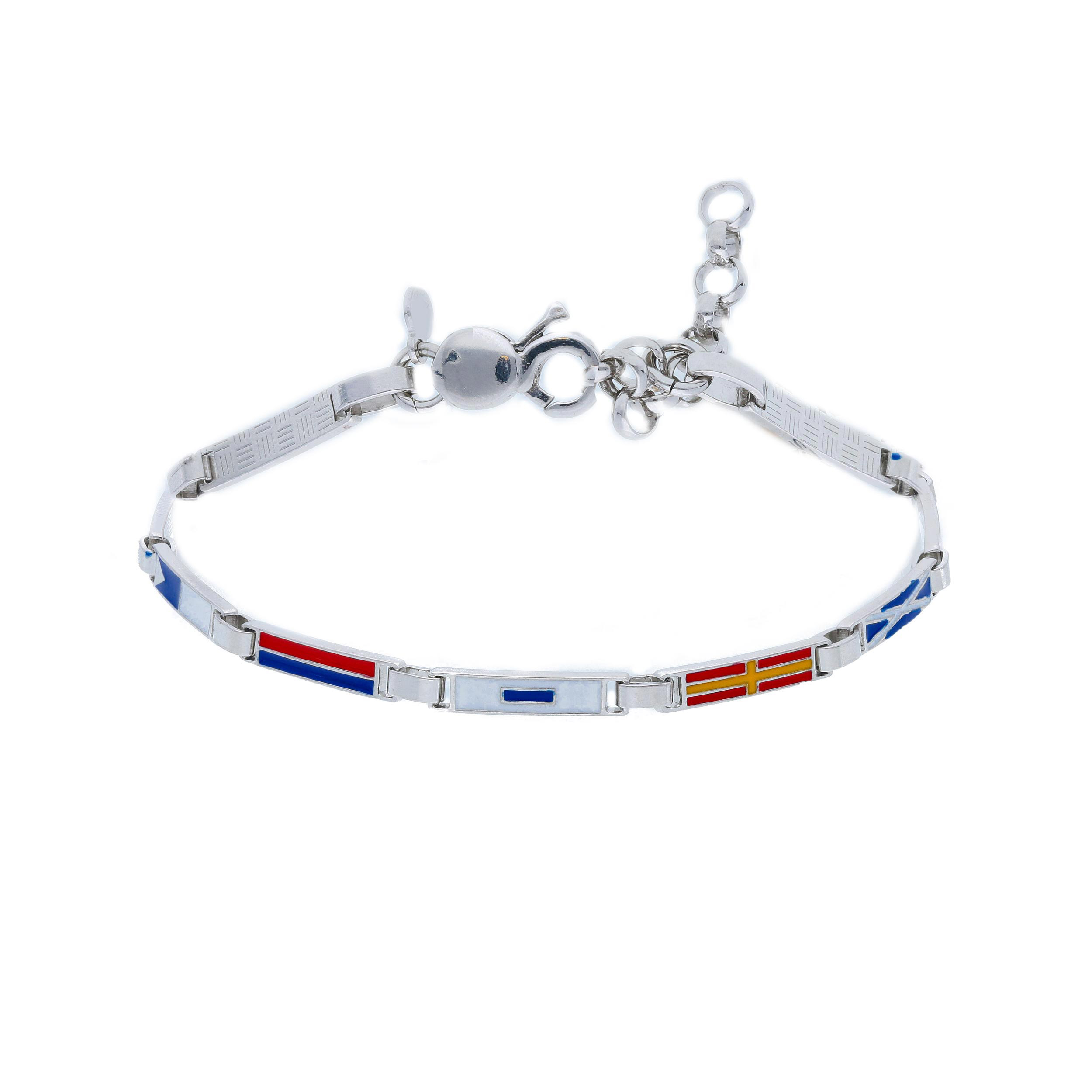 Marine geïnspireerde zilveren armband met email afgewerkt