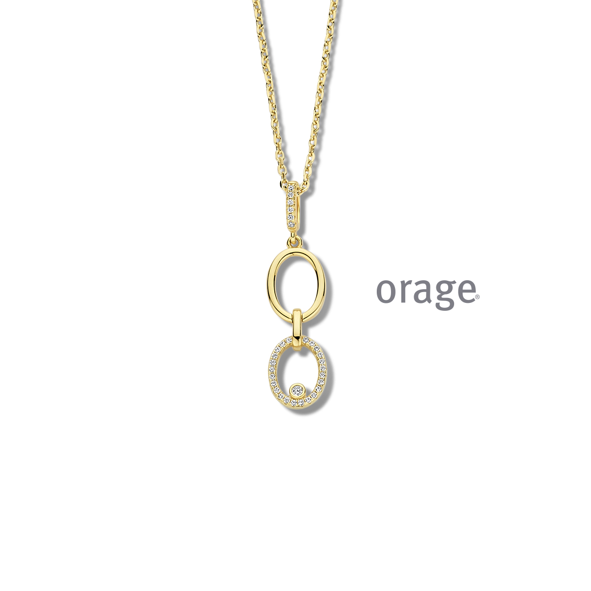 Vergulde collier met hanger bezet met zirkoon
BA082