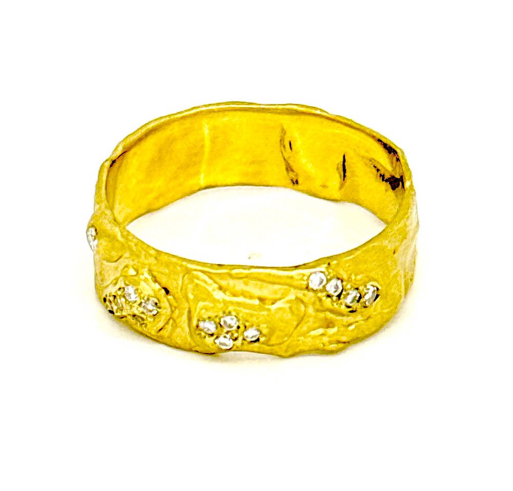 ring in 18kt goud met diamant, unieke creatie