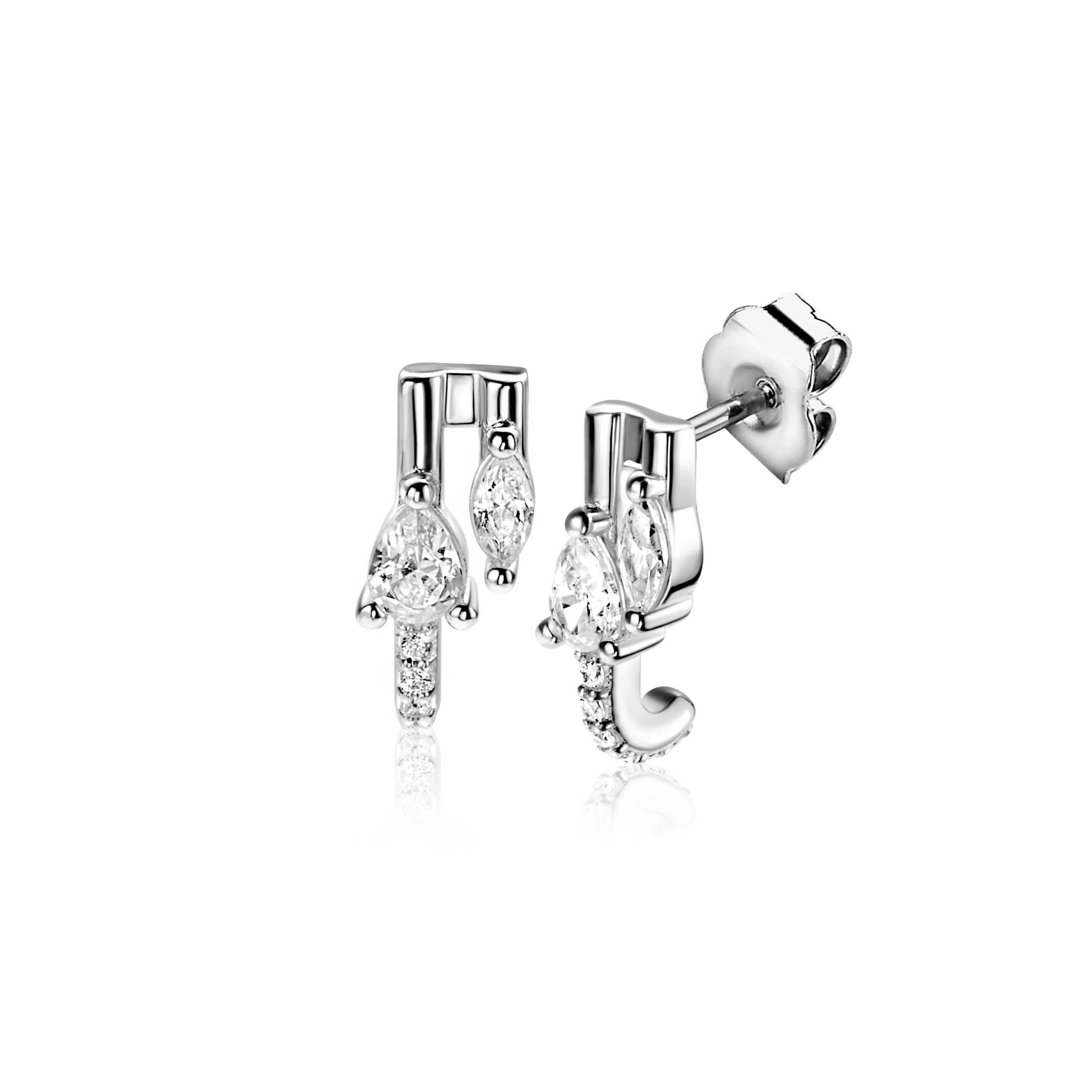ZINZI zilveren multi-look oorstekers (12mm) met peervormige en ovale witte zirkonia's. Combineer ze samen met de bijpassende ring voor een simpele elegante look! Vervaardigd van eerste gehalte zilver (925) en voorzien van een extra rodiumlaag voor langdurige glans.

