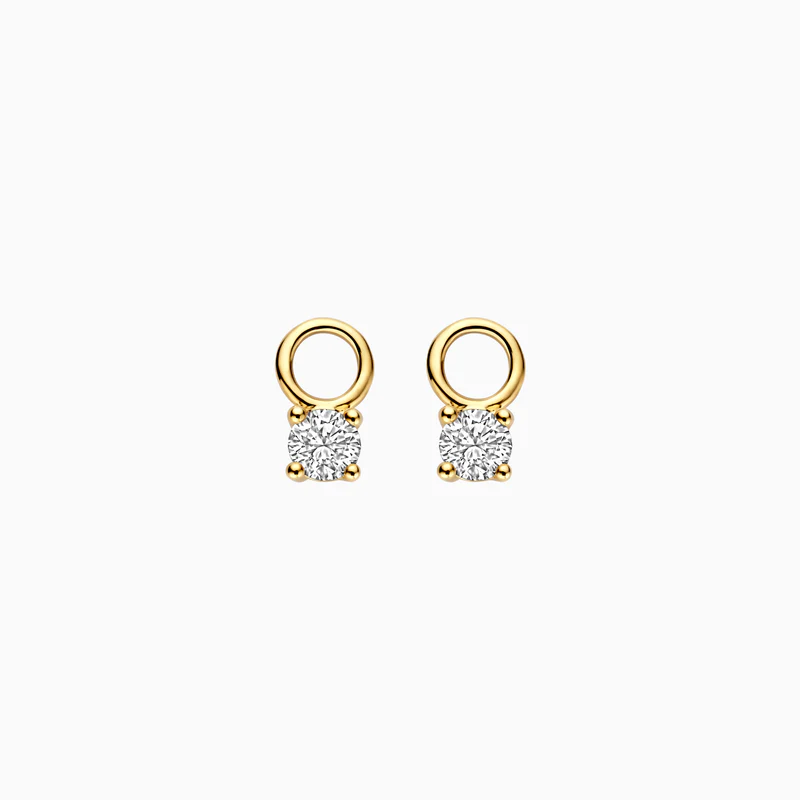 gouden Blush LG creoolhangers, 4poot+ 2x0.21ct LG diamant