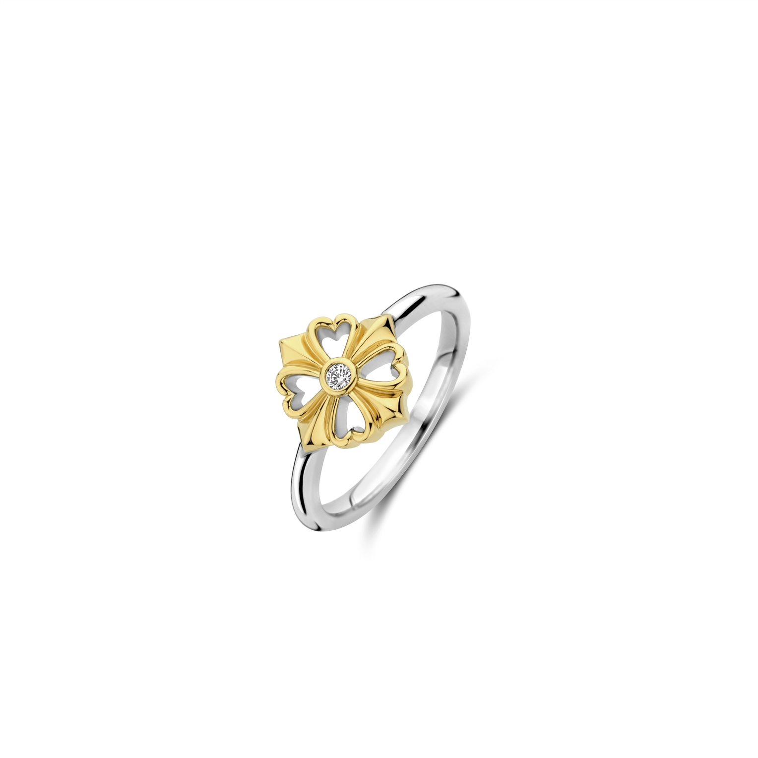 Ti Sento - Zilveren damesring bezet met zirconia's, verguld - 12357ZY/56 