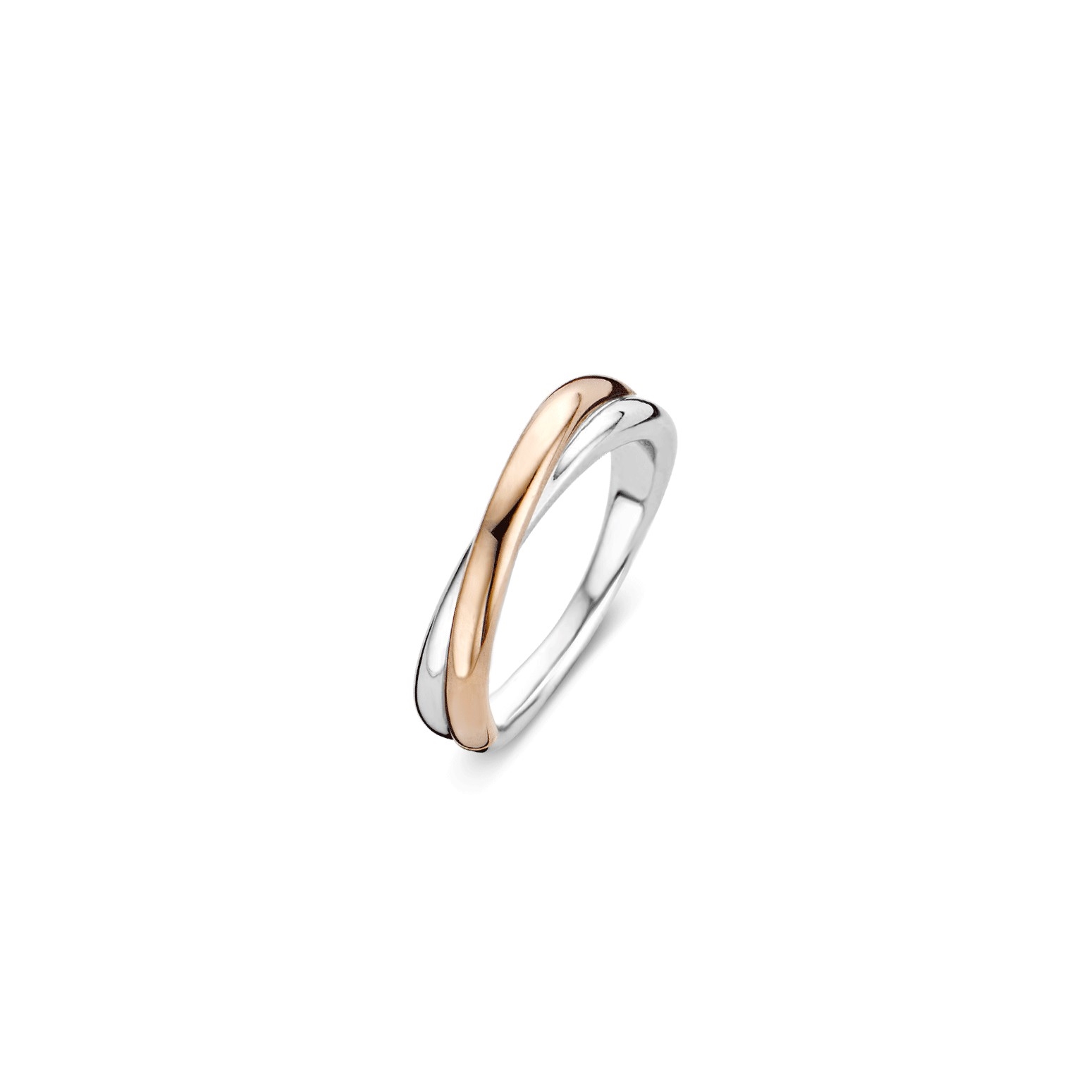 TI SENTO rosé kleurige ring. De ring is gemaakt van gerhodineerd sterling zilver en is deels voorzien van een rosé plated laag.