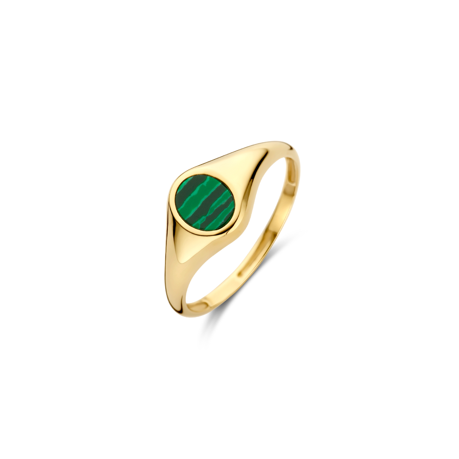 gouden Blush ring, fijn ovaal malachiet mt52