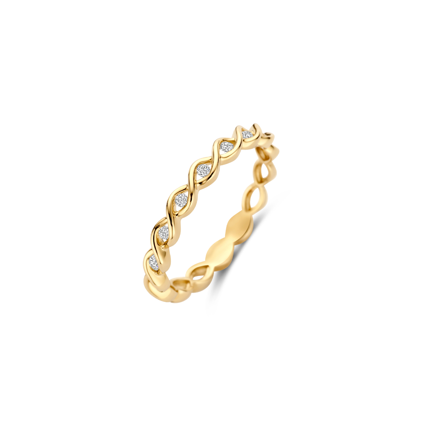 Deze prachtige gouden ring met blush zirkonia steen is perfect voor een subtiele en stijlvolle look. De ring heeft een elegante uitstraling en is perfect voor dagelijks gebruik of speciale gelegenheden. Draag deze ring alleen of combineer hem met andere gouden sieraden voor een complete look. Maat 54. Een tijdloze toevoeging aan je sieradencollectie.