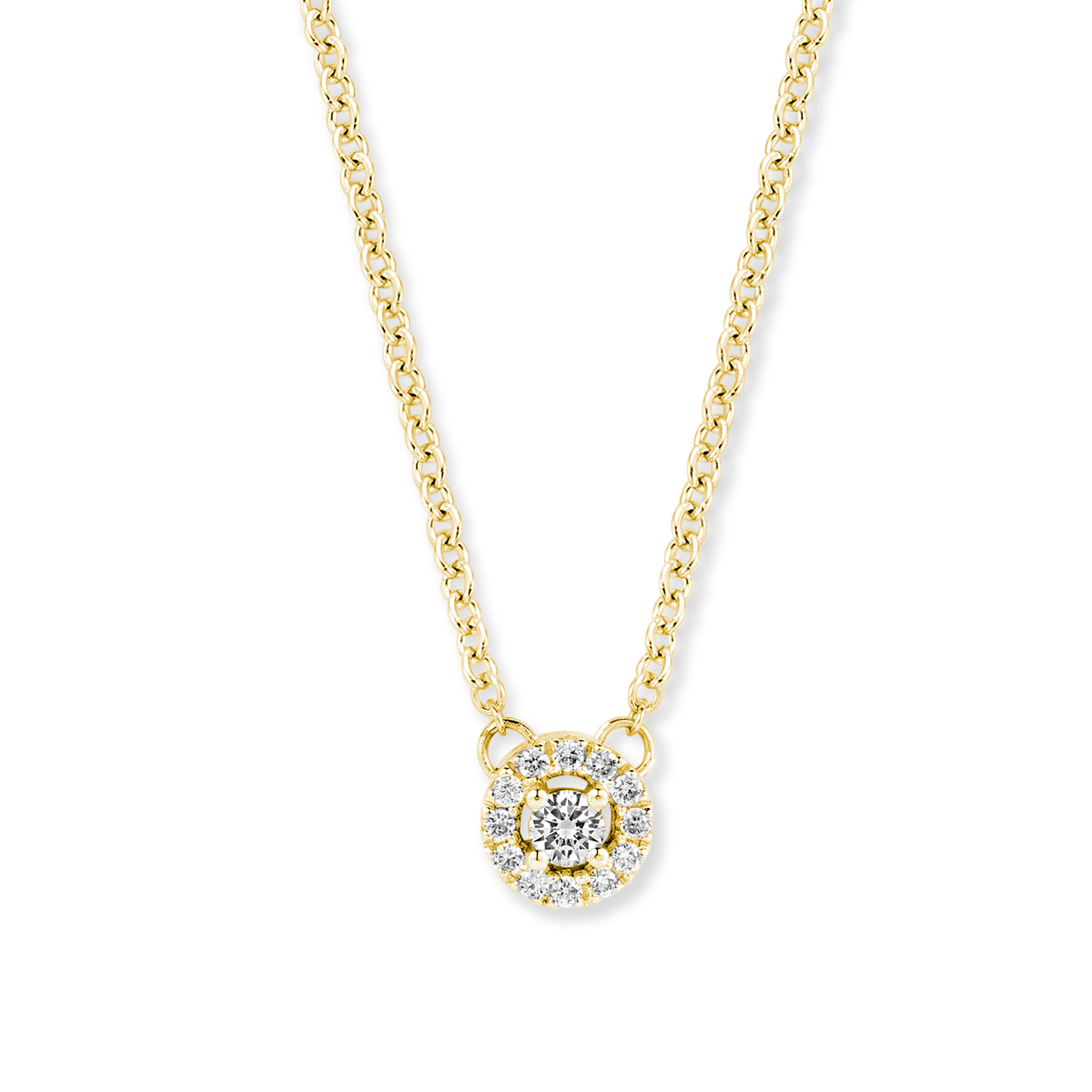Gouden halsketting met hanger bezet met diamant