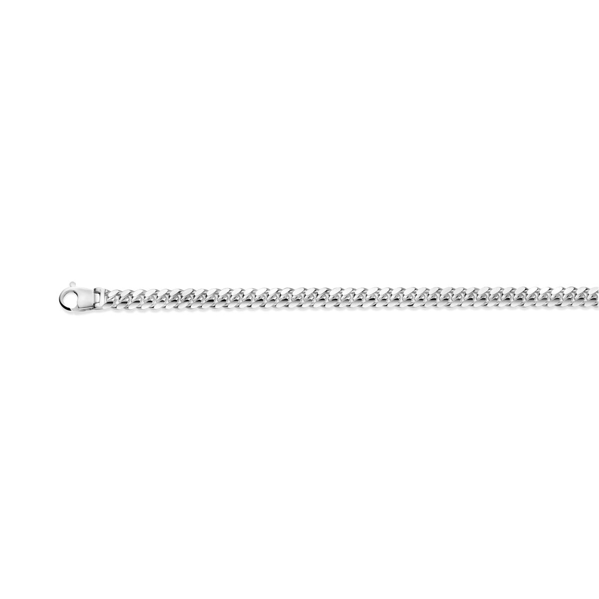 925 Sterling zilveren Gourmet armband met afgeronde afwerking en scharnierende karabijn sluiting en verstevigd eind oog.