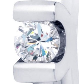 14 Karaat bwitgouden oorstekers balkmodel met daarin 0.06 crt briljant R/SI.