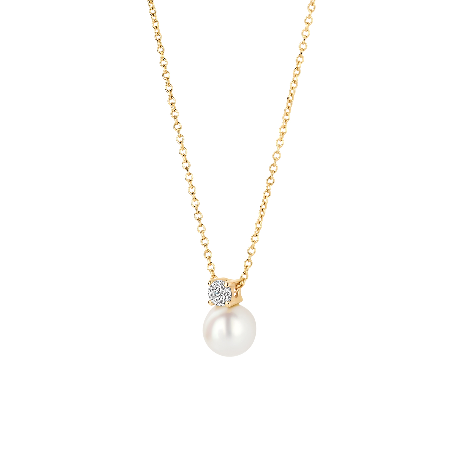Dit prachtige collier heeft een blush gouden kleur en is versierd met een parel en zirkonia steentjes. De combinatie van deze elementen zorgt voor een elegante en luxueuze uitstraling. Draag dit collier alleen voor een subtiele touch of combineer het met andere sieraden voor een statement look. Perfect voor elke gelegenheid!