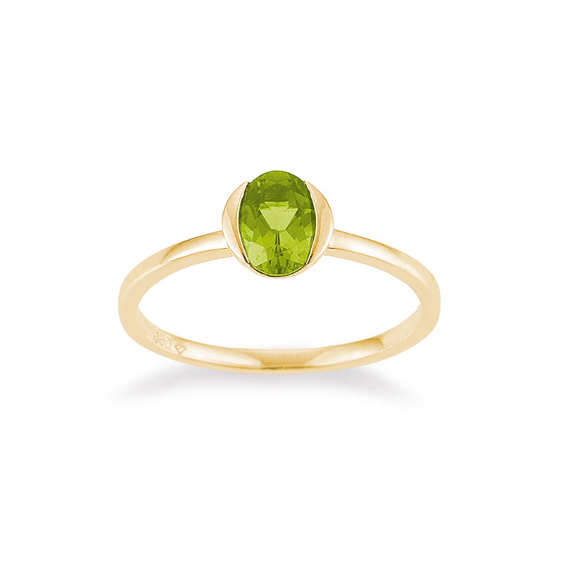 Gouden ring met peridot. Maat 54