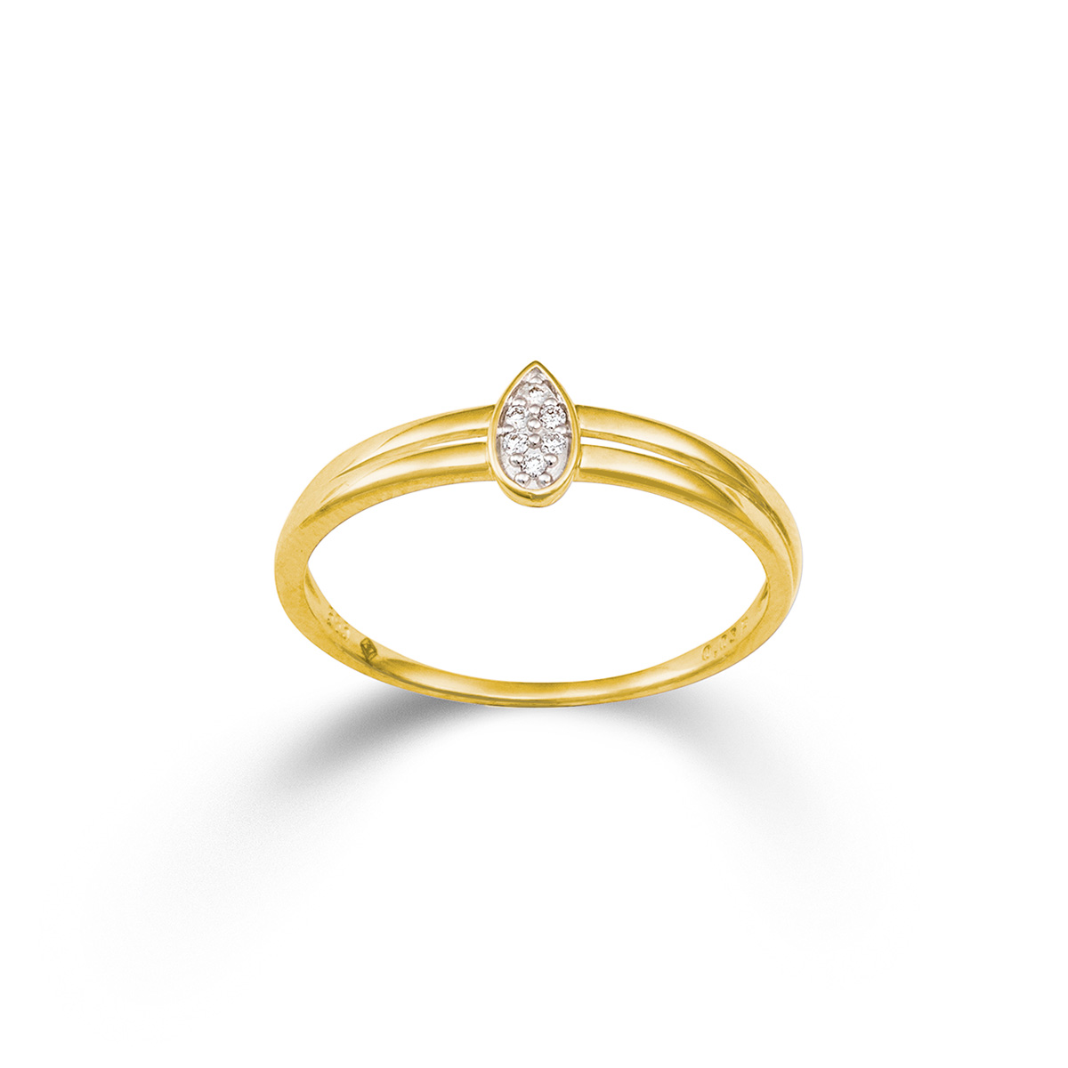 Gouden ring met briljant 0.03 ct. Maat 55