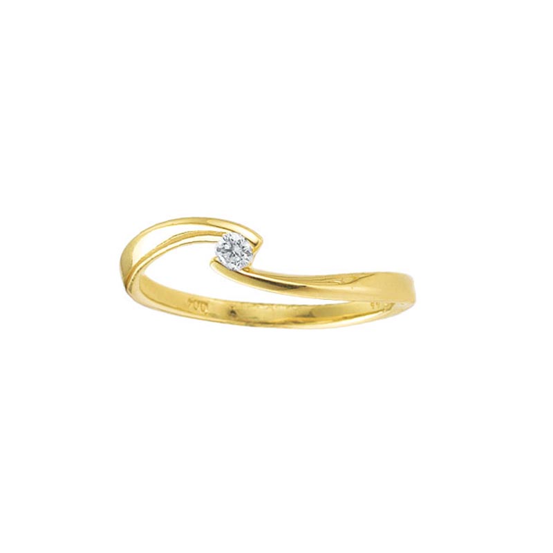Gouden solitair ring met 0.04 ct briljant in maat 57.