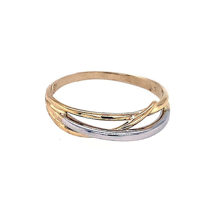 Gouden bicolor fantasie ring in maat 56