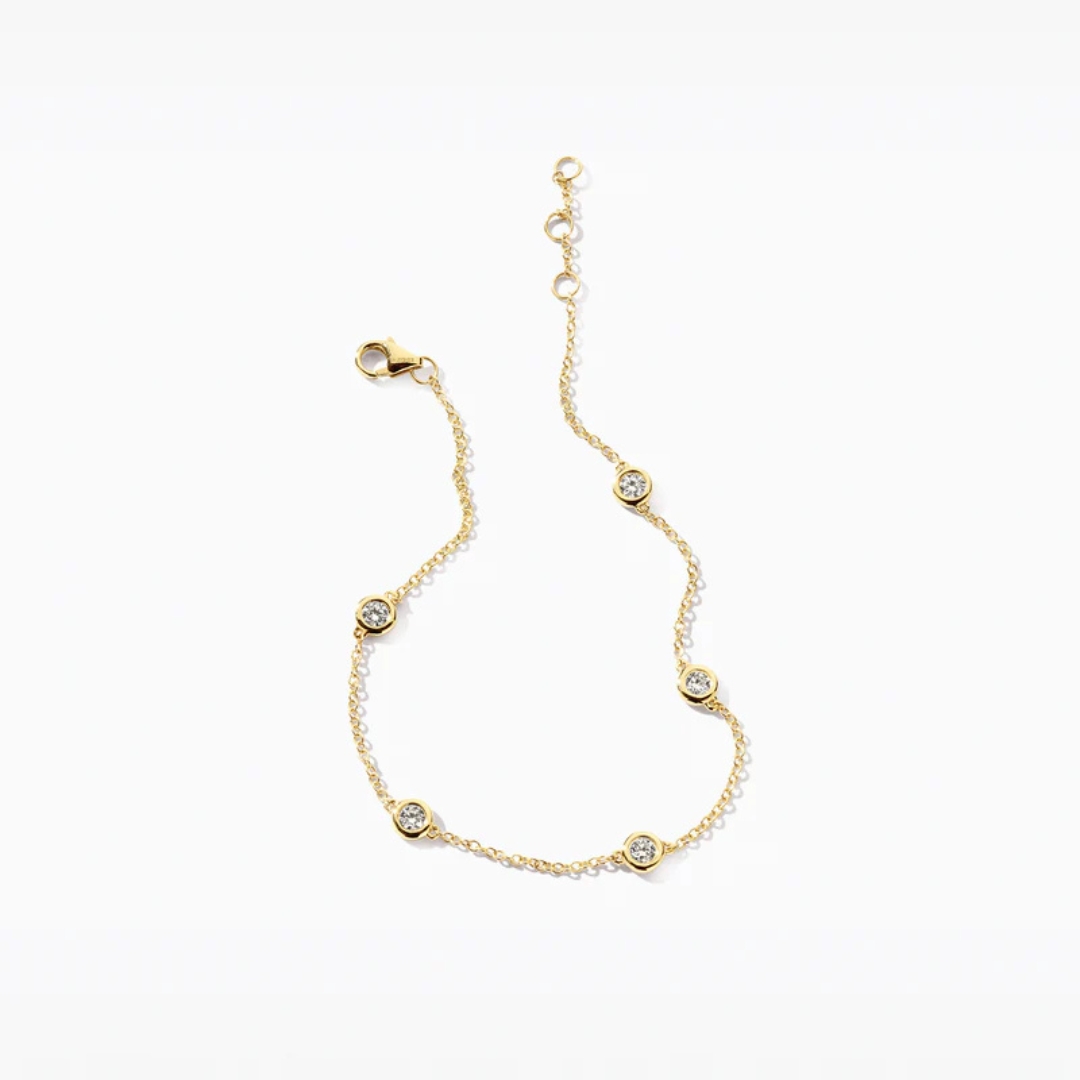 Blush Lab Diamonds - Geelgouden armband bezet met 5 briljant geslepen labgrown diamanten - LG2002Y