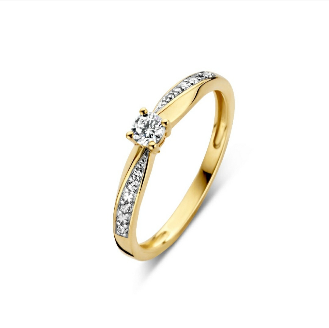 Gouden ring met zirkonias maat 17,5