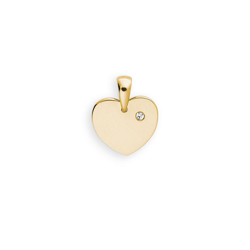 Gouden hartje met zirkonia. 10 mm