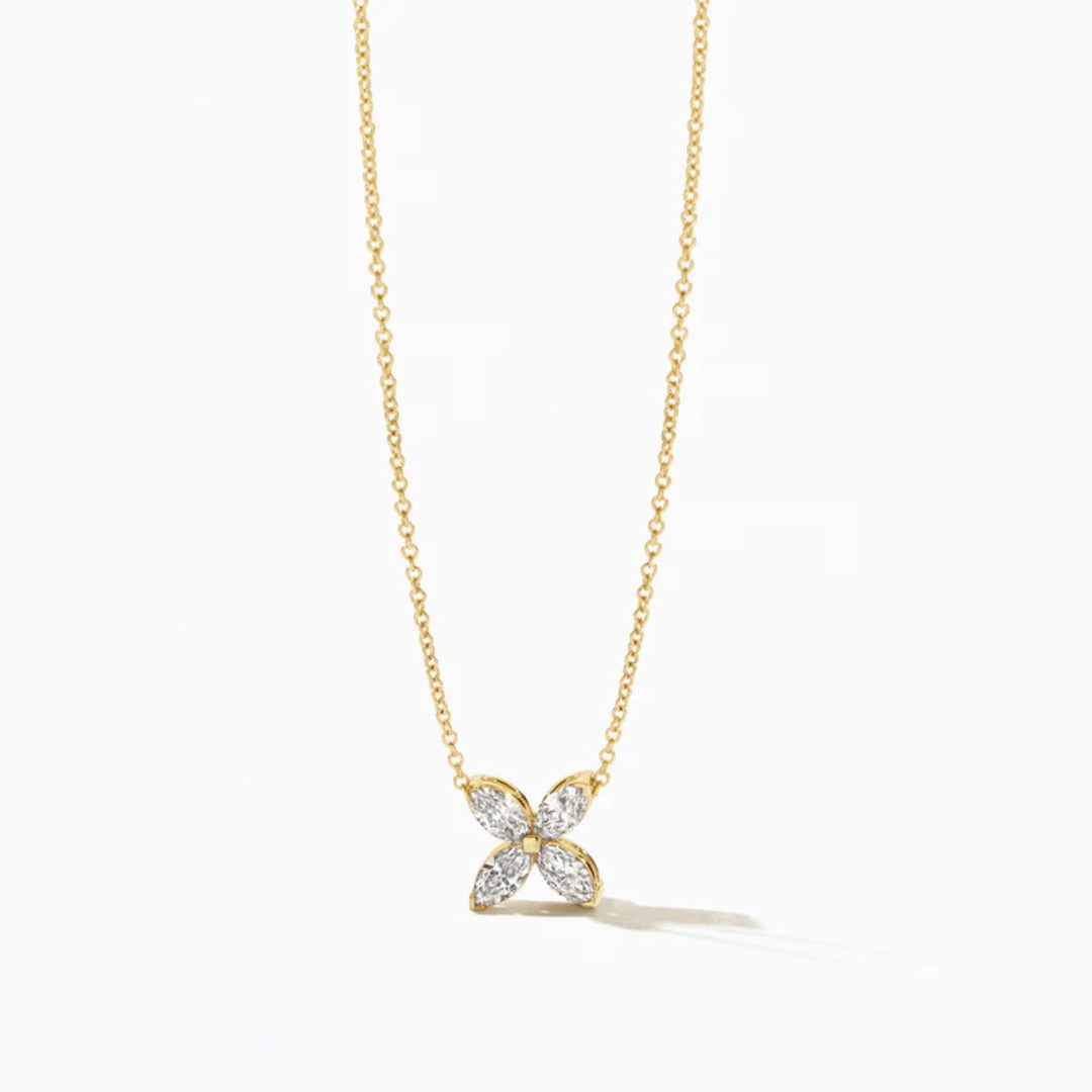 Blush Lab Diamonds - Geelgouden collier incl. hanger bezet met 4 marquise/navette geslepen labgrown diamanten - LG3013Y