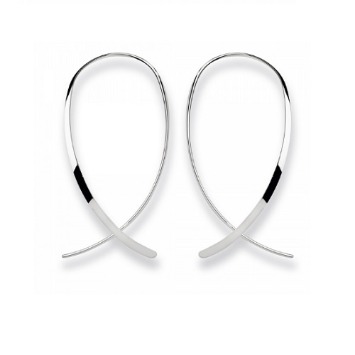 Bastian Inverun - Gerhodineerde zilveren oorhangers, maat: 58x25mm - 22871