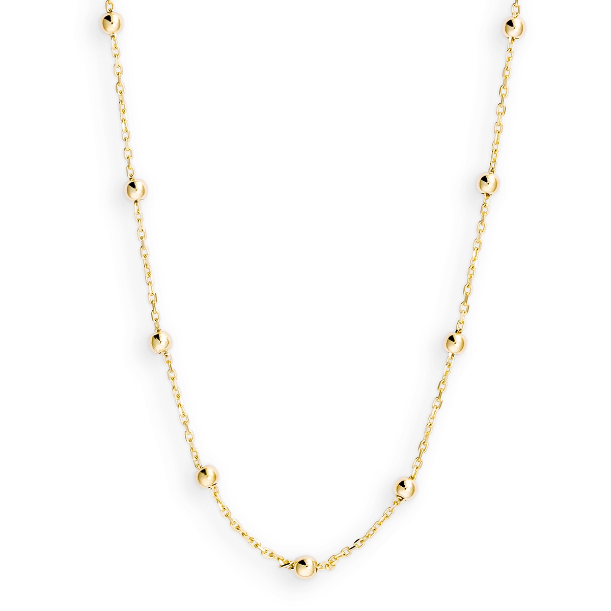 Gouden choker met bolletjes . Lengte 45 cm.