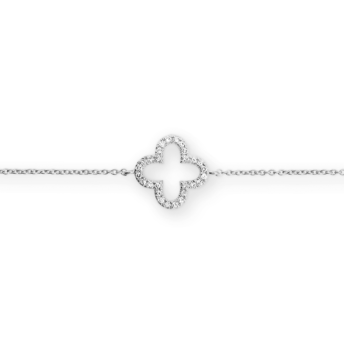 Wit gouden armband met 0.05 ct. briljant.
Lengte 18 cm.