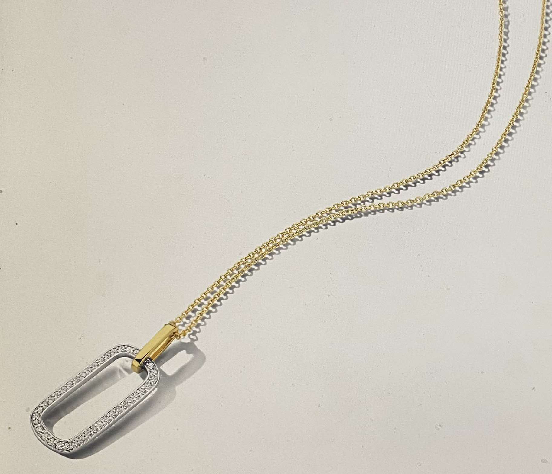 Collier bi-color goud 18 k met 0.13 diamant 