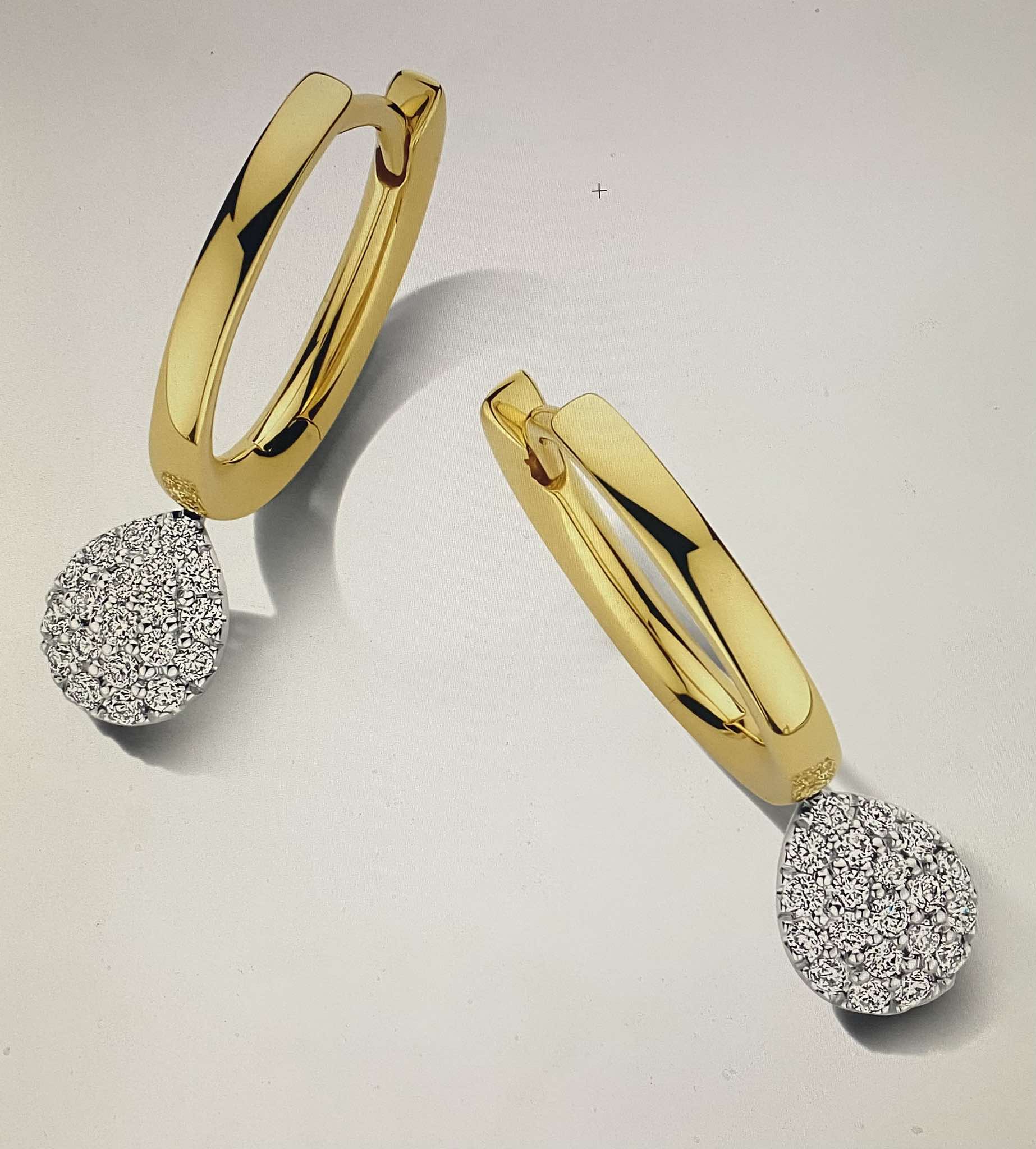 Oorringen in goud 18 k met 0.21 ct diamant 