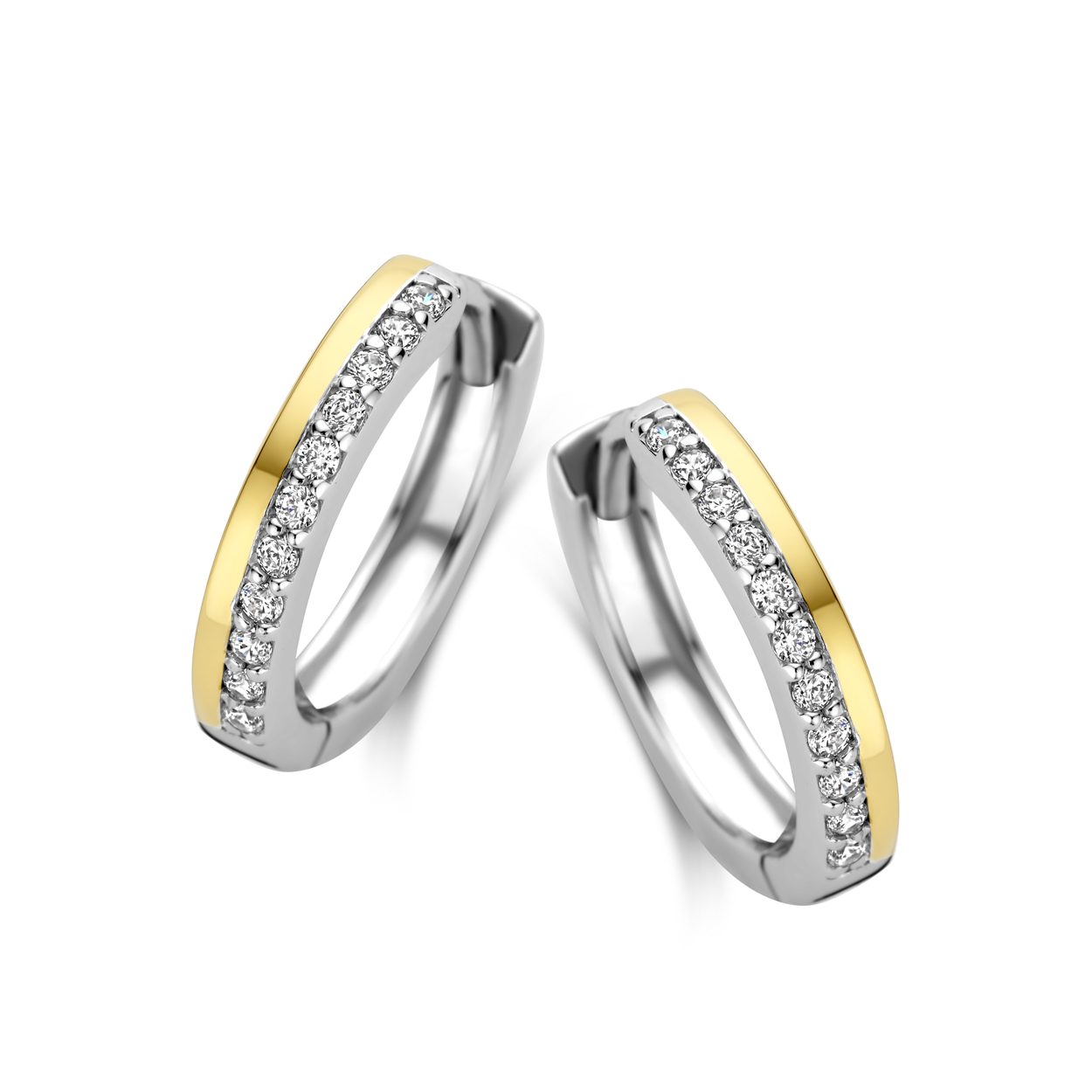 Zilver vergulde oorringen met zirkonia's