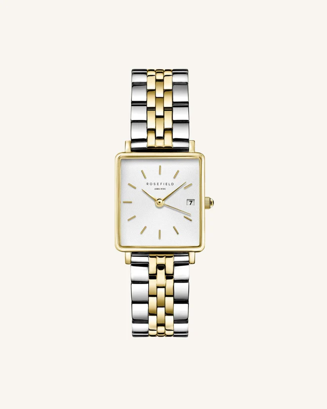 Je favoriet in een nieuw formaat. The Boxy XS behoort tot Rosefield's iconische horlogecollectie. Ons favoriete silhouet is nog eleganter in 22mm. The Boxy XS heeft dezelfde klassieke elementen als het origineel: afgeronde hoeken, stalen en leren horlogebanden en een datafunctie. Klein en fijn!