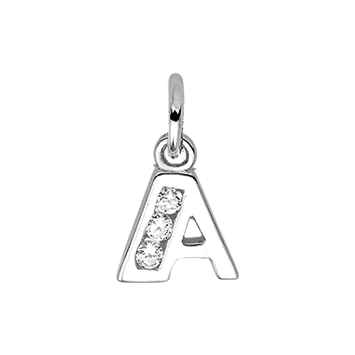 Zilveren Hanger/Bedel Letter A met Zirkonia